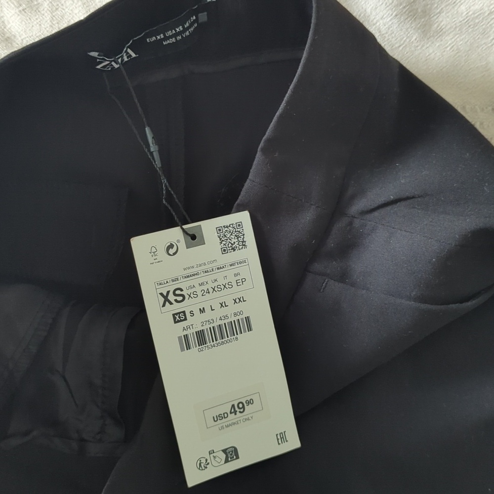 Zara Turned Up Cuff Straight Leg Pants - Picture 3 of 6